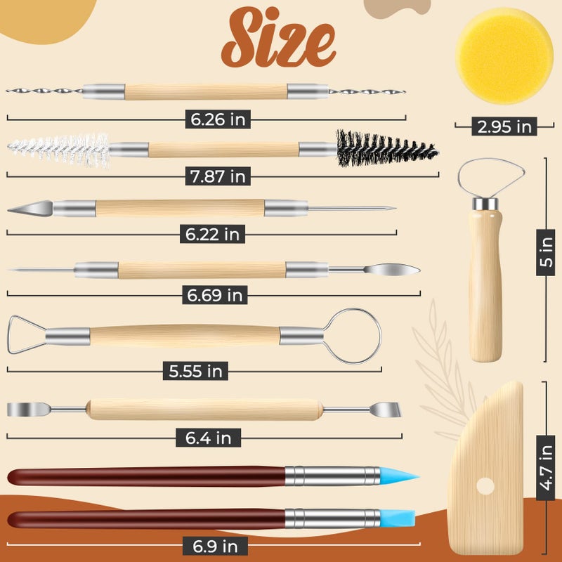 Jetmore 35 Pack Clay Tools Kit, Pottery Tools & Sculpting Tools, Polymer Modeling Clay Cutters Sculpture Set for Carving, Ceramics, Molding, DIY - Image 2